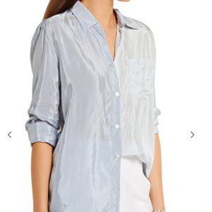 T by Alexander Wang Blue Contrast Button Down
